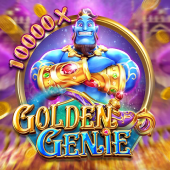 Golden Genie slot game artwork with a magic lamp